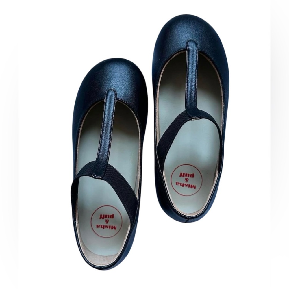 NEW. Misha and Puff Kids Ballet Leather Shoes, Black, Size 27 - Picture 2 of 5